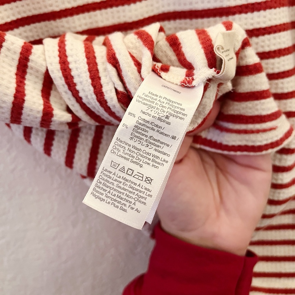 Madewell Red and White Short Sleeve Crop Polo T-shirt - Picture 6 of 6